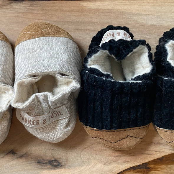 Country Linen Soft-Soled Baby Shoes - Parker & Posie